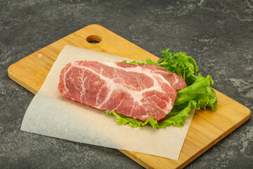 Raw pork meat neck steack