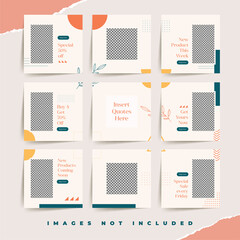 social media puzzle frame grid post template for fashion sale promotion Premium Vector