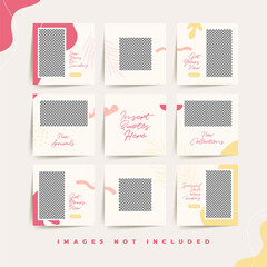 social media puzzle frame grid post template for fashion sale promotion Premium Vector