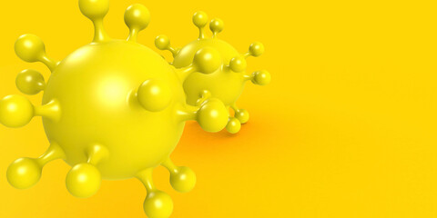 Corona virus in yellow background
