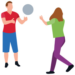 Obraz premium Playing football with family flat icon design 