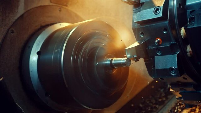 Cnc Machine.industry. Factory. Cnc Lathe Machinemakes Metal Detail On Factory