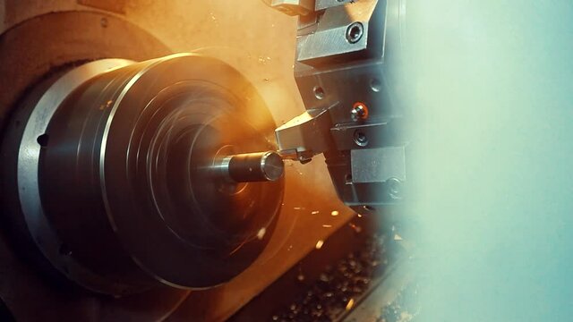 Cnc Machine.industry. Factory. Cnc Lathe Machinemakes Metal Detail On Factory