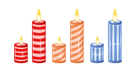 Candles collection isolated on white background
