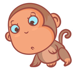 Brown monkey vector cartoon concept on a white background