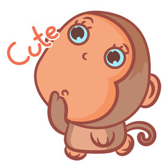 Cute little brown monkey character scene vector cartoon on a white background