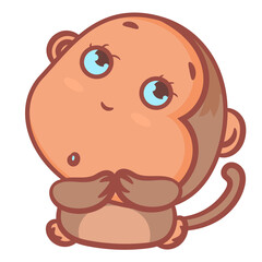 Brown monkey vector cartoon scene on a white background