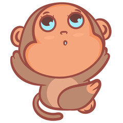 Little brown monkey relaxing scene vector cartoon on a white background