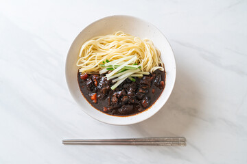 Jajangmyeon or JJajangmyeon is Korean Noodle with Black Sauce