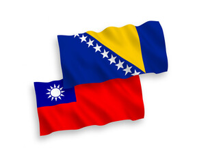 Fototapeta premium Flags of Bosnia and Herzegovina and Taiwan on a white background