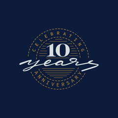 Fototapeta premium 10 years anniversary pictogram vector icon, 10th year birthday logo label.