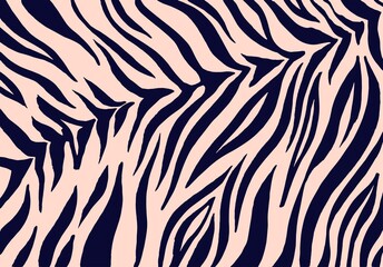 Zebra print, animal skin, tiger stripes, abstract pattern, line background.  Retro, vintage 80s, 90s style.. Vector illustration. Poster, banner. Black, beige color