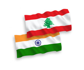 Flags of India and Lebanon on a white background