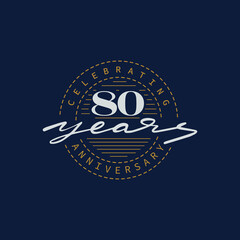 80 years anniversary pictogram vector icon, 80th year birthday logo label.