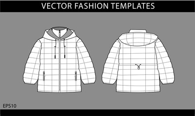 Lightweight puffer jacket. winter jacket isolated. Technical vector sketch.  © didaku