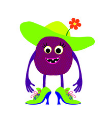 vector illustration of a quirky lady monster character