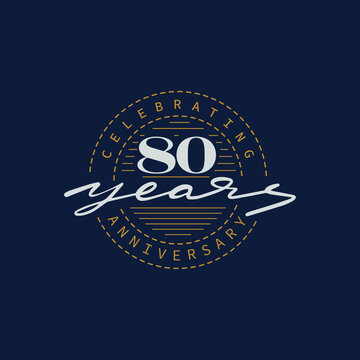 80 years anniversary pictogram vector icon, 80th year birthday logo label.