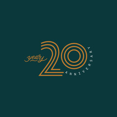 20 years anniversary pictogram vector icon, 20th year birthday logo label. - obrazy, fototapety, plakaty