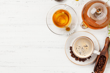 Herbal tea and espresso coffee