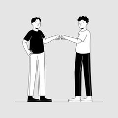 Fist Bump Gesture Two Friend, Brother Symbol Flat Illustration