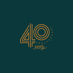 40 years anniversary pictogram vector icon, 40th year birthday logo label. - obrazy, fototapety, plakaty