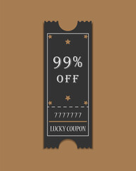 Super sale retro coupon on a pastel background. Insane lucky discount. Stylish design of verctor illustration.