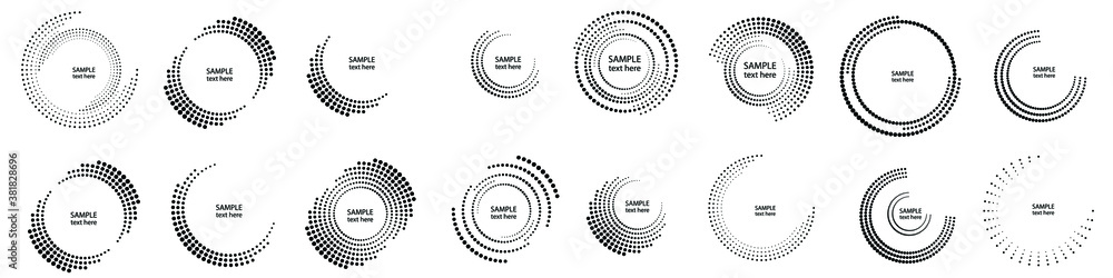Poster halftone dots in circle form. round logo . vector dotted frame . half tones design element