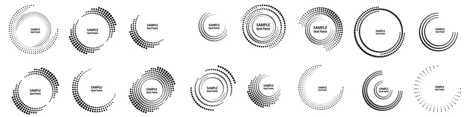 Fotobehang Halftone dots in circle form. round logo . vector dotted frame . Half tones design element © miloje