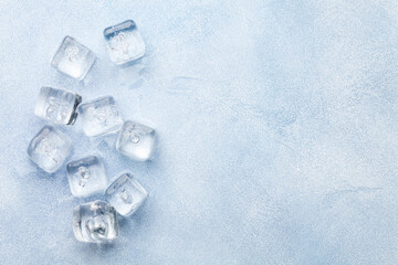 Obraz na płótnie Canvas Ice cubes and water drops