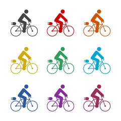 Obraz premium Electric bike, e-bike icon, color set