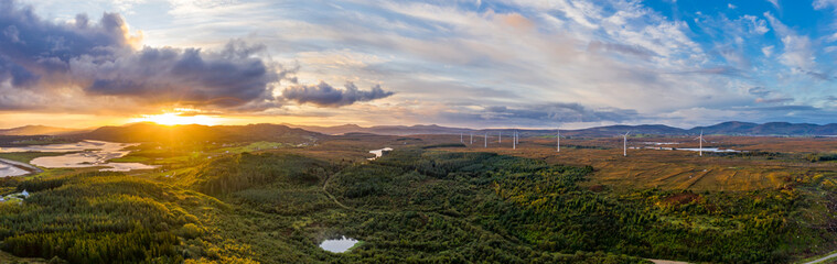 Bonny Glen and the Loughderryduff windfarm between Ardara and Portnoo in County Donegal.
