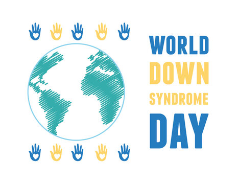 world down syndrome day hands showing hearts and map