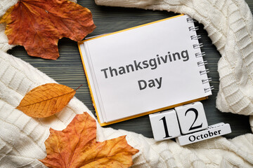 Thanksgiving Day of autumn month calendar october
