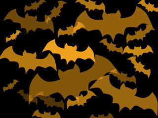 Halloween Seamless pattern, bats on black background
