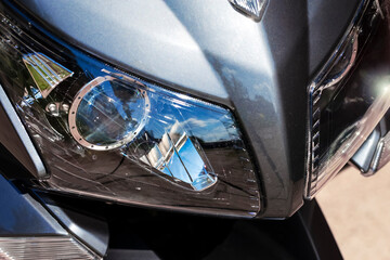 Front Headlights of Modern Motorcycle.