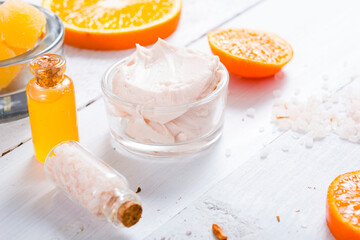 orange spa on white wooden