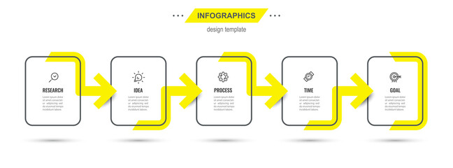 Vector Infographic design template with icons and 5 options or steps. Can be used for process diagram, presentations, workflow layout, banner, flow chart, info graph.