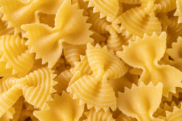 handmade italian pasta, farfalle. Flour pasta. Background for the site