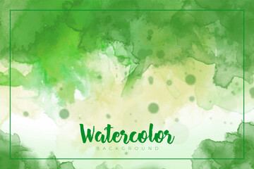 Green abstract splash paint background with watercolor texture