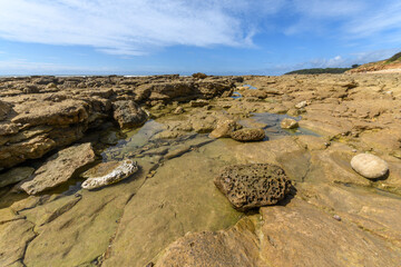 Fototapeta na wymiar Landscape of the French Atlantic coast at low tide.