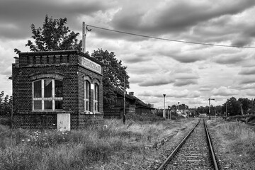 Destroyed and abandoned railway station in the village of Trzemeszno Lubuskie