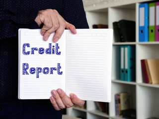 Business concept meaning Credit Report with sign on the sheet.