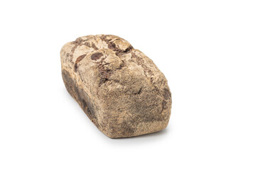 Brown bread isolated on white background.
