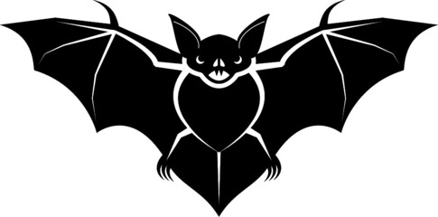A black and white image of a bat from a front view