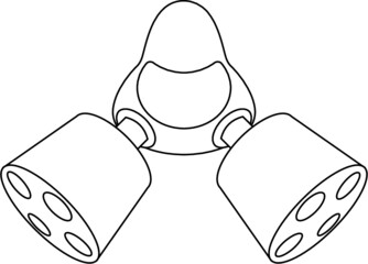 Isolated image of a gas mask with two filters