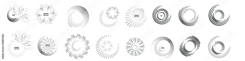 Poster halftone dots in circle form. round logo . vector dotted frame . half tones design element