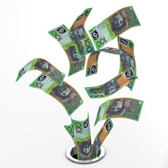 3D rendering Australian dollars to drain 