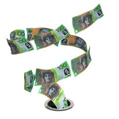 3D rendering Australian dollars drain