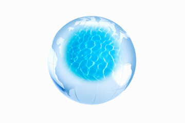 地球儀の中の水面