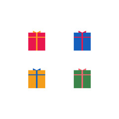 vector set of colorful gift box symbols, christmas present wrapped with a bow icons
